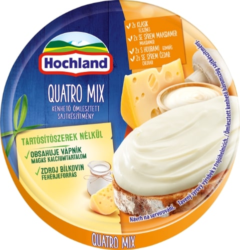 HOCHLAND processed cream cheese spread, 4 cheeses, triangular pieces, 140 g