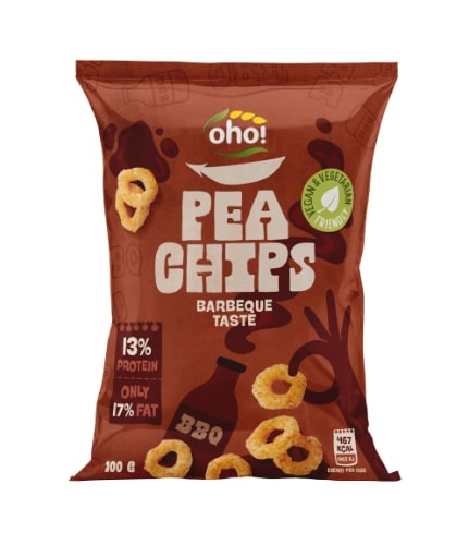 OHO pea chips, BBQ flavor, 100 g