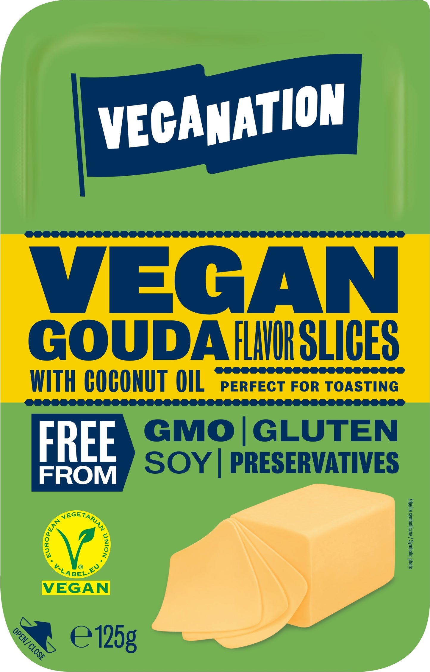 Veganiškas sūris Veganation Gouda, riekelėmis, 125 g