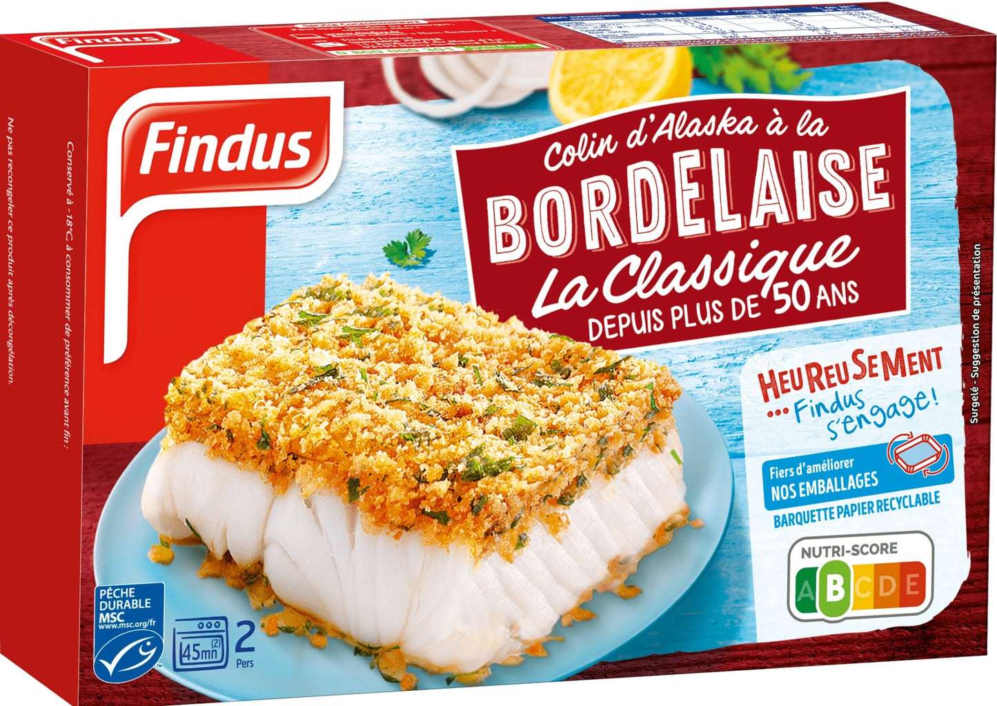 Šaldyti rudagalvių menkių kepsneliai, FINDUS, Bordelaise, 380 g