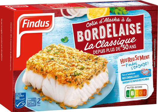 Šaldyti rudagalvių menkių kepsneliai, FINDUS, Bordelaise, 380 g