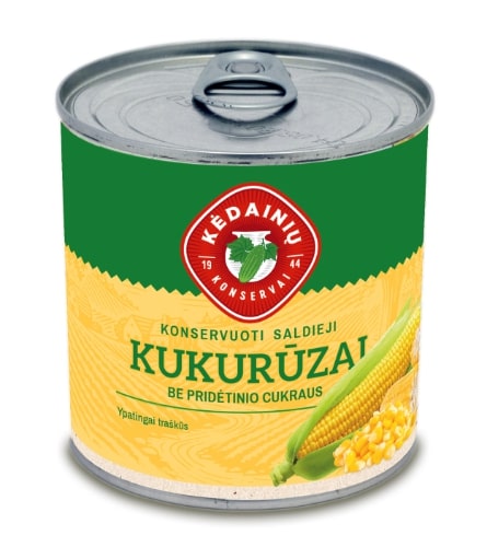 Konservuoti kukurūzai KĖDAINIŲ saldieji, 0,42/340g