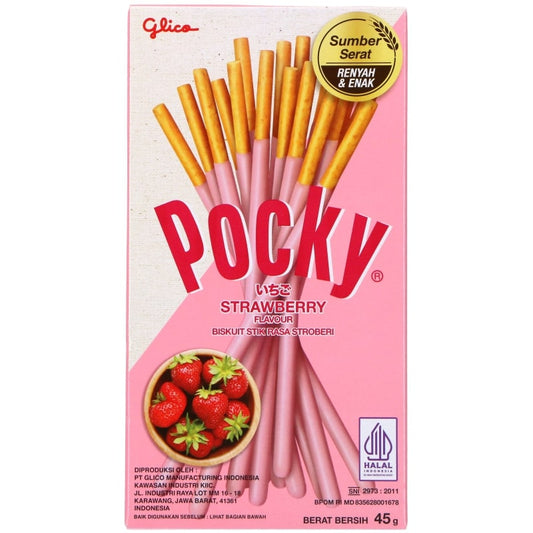 Saldžios lazdelės POCKY, su braškiniu glaistu, 45 g
