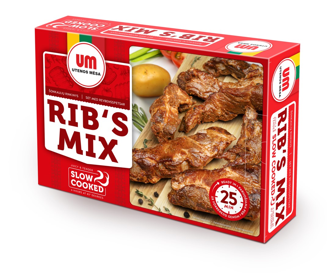 Assorted slow-cooked pork ribs, grade I, ~ 1 kg