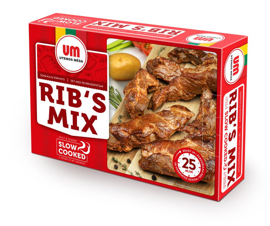 Lėtai virtų kiaulienos šonkaulių asorti, I rūšis, ~ 1 kg