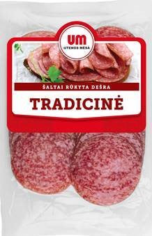 Šaltai rūkyta dešra TRADICINĖ,UTENOS MĖSA, pjaustyta, II rūšis, 90 g