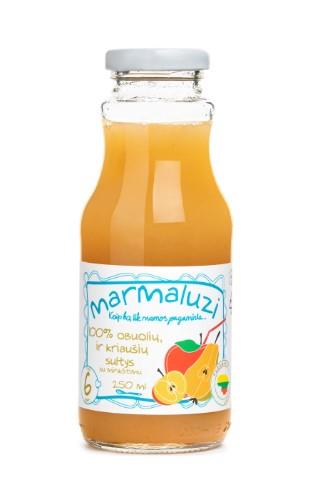 Sultys MARMALUZI obuolių ir kriaušių su minkštimu 100proc, 250ml