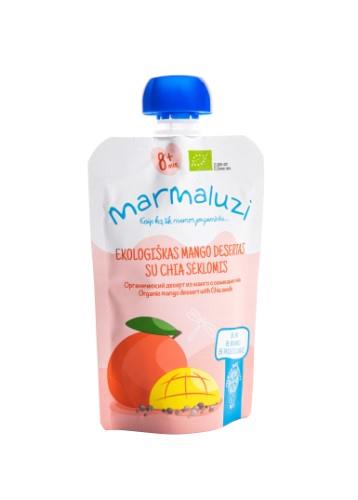 Mangų desertinė tyrė MARMALUZI, ekologiška su chia sėklomis nuo 8 mėnesių, 90 g EKO-001