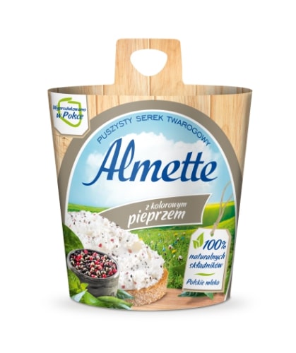 Tepamas varškės sūris ALMETTE su pipirais, 150g