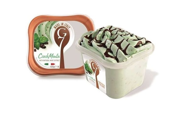 Italian ice cream G7 mint and chocolate flavor, box, 1000 ml