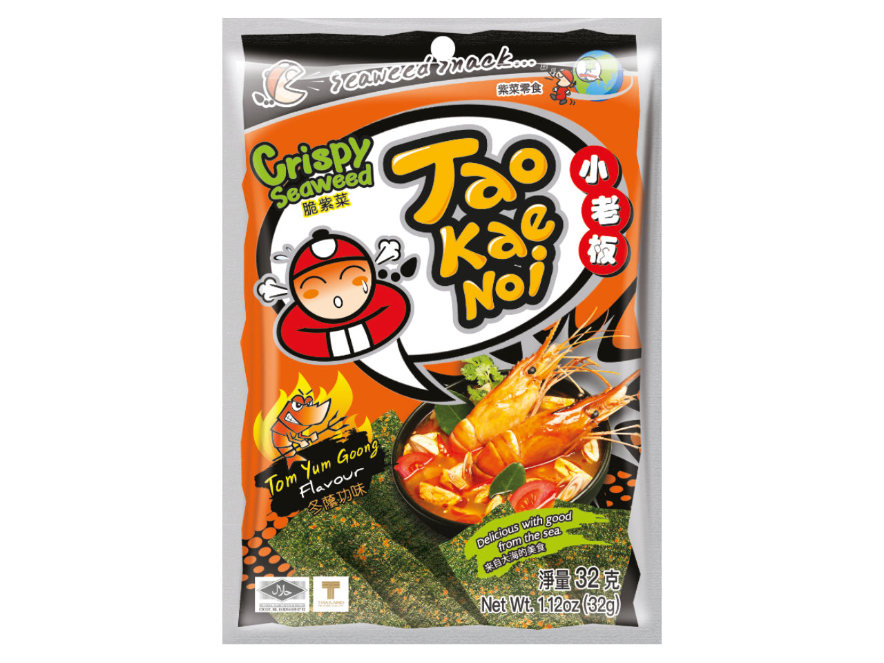 Seaweed snack TAOKAENOI, Tom Yum flavor, 32 g
