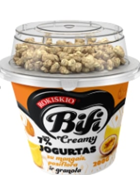 Yogurt BIFI Creamy, with mango, passion fruit and granola, 7%, 200 g