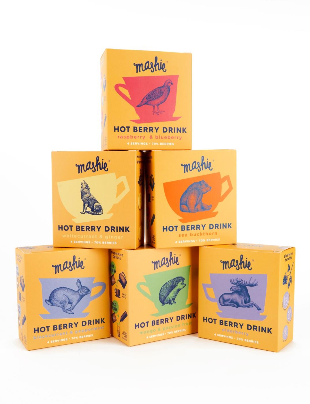 Uogų tyrė MASHIE Original, juodųjų serbentų su pipirmėte, 4vnt.