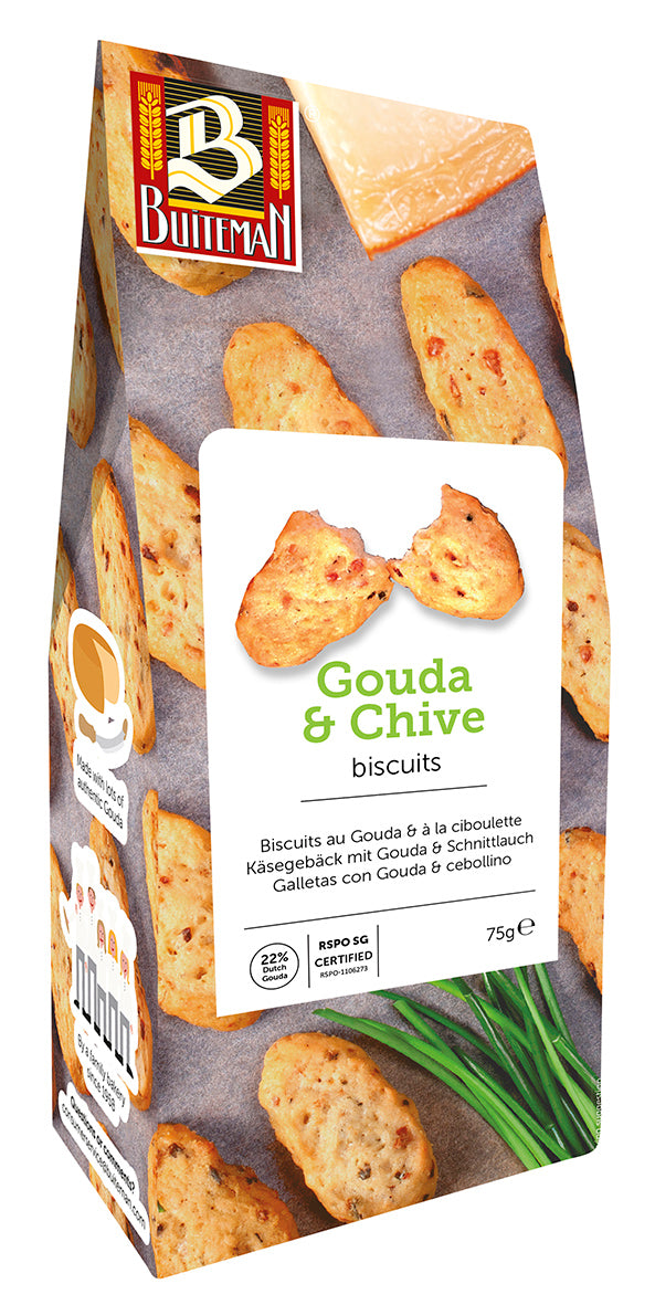 BUITEMAN cheese biscuits, with aged Gouda cheese and spring onions, 75 g