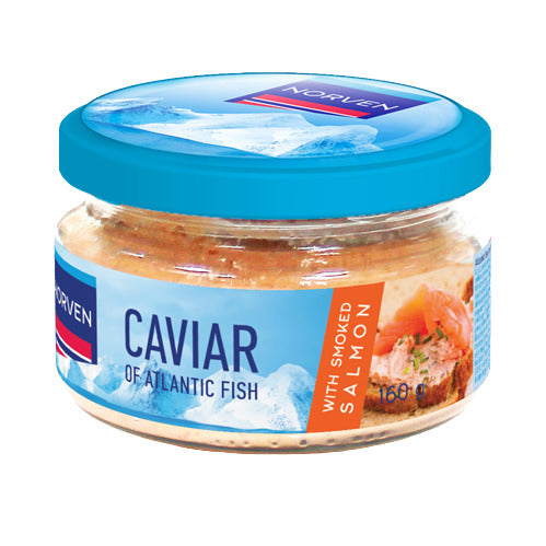 Atlanto žuvų ikrų užtepėlė baltajame padaže su rūkyta lašiša NORVEN, 160g