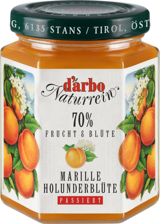 Abrikosų ir baltojo šeivamedžio žiedų džemas D'ARBO, 70%, 200 g