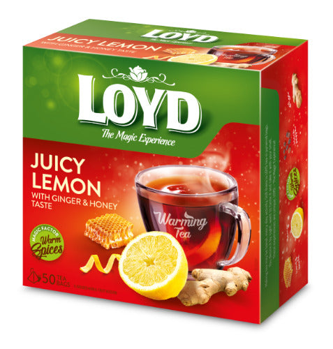 Vaisinės arbatos gėrimas LOYD imbiero ir medaus skonio, 50 x 2g