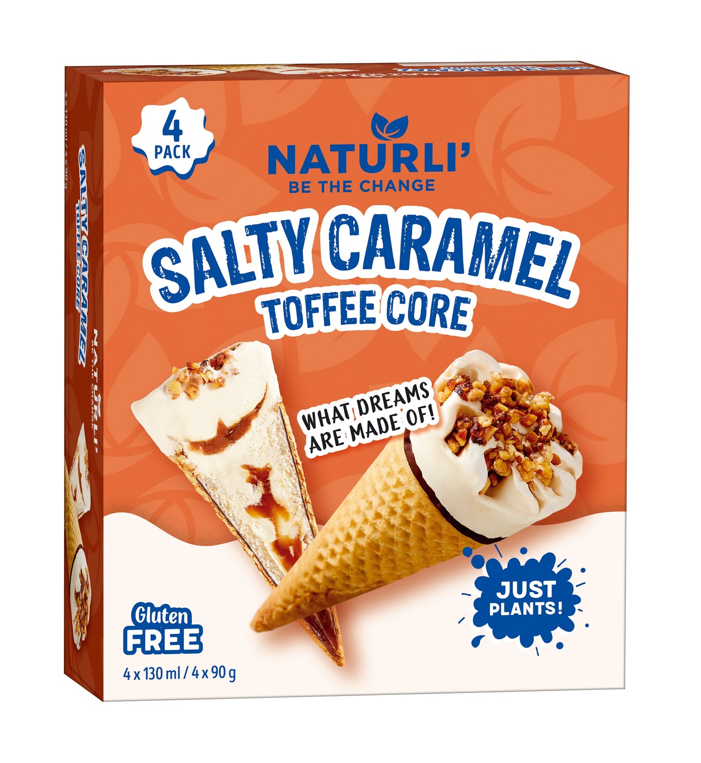 NATURLI augaliniai ledai Caramellow, karamelės skonio, 4x130ml