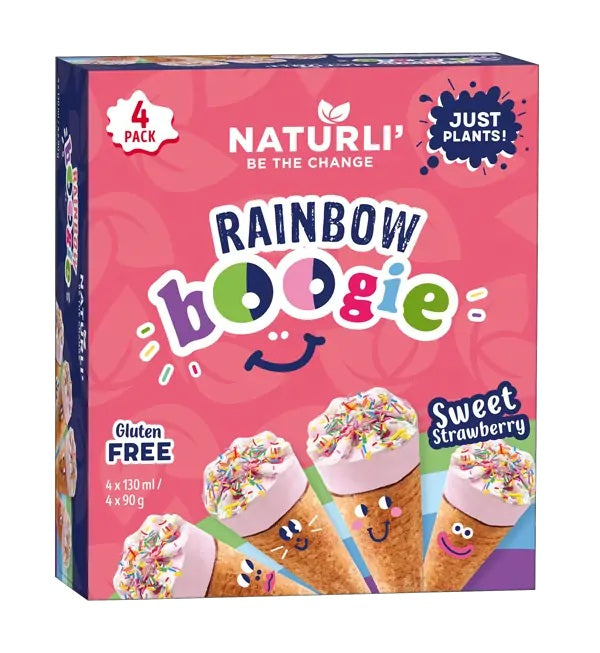 NATURLI ledai Rainbow Boogie, braškių skonio, 4x130ml