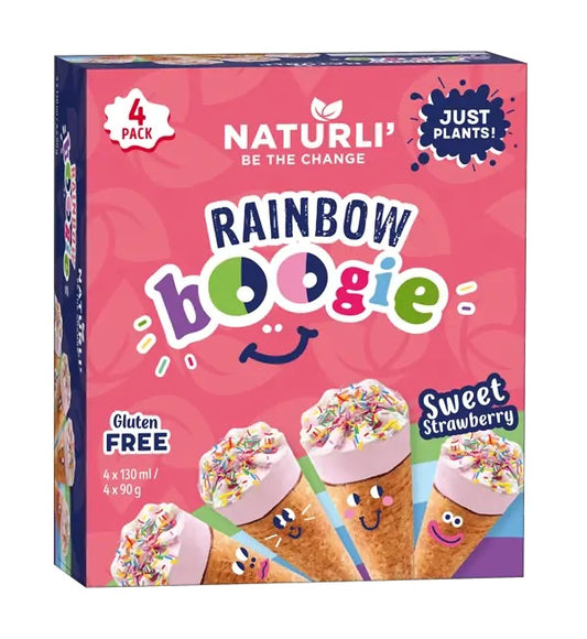 NATURLI ledai Rainbow Boogie, braškių skonio, 4x130ml