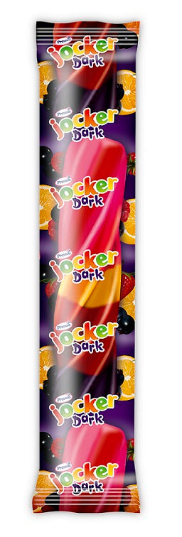 Citrinų, aviečių, juodųjų serbentų ir braškių skonio ledai JOCKER Dark, 80 ml