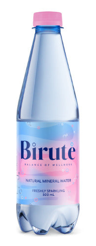 Natūralus mineralinis vanduo BIRUTĖ, gazuotas, 0,5 l, PET D