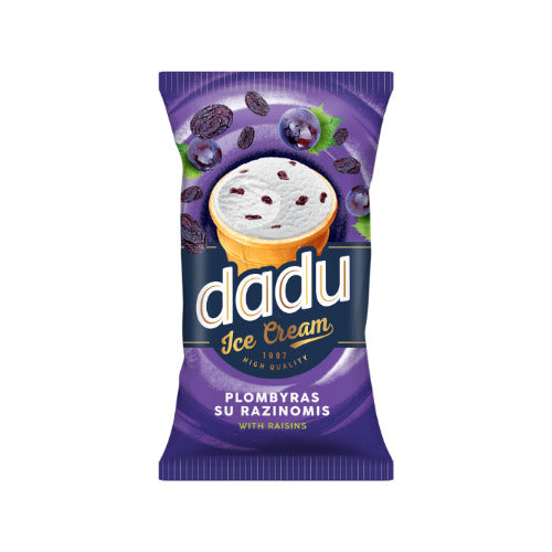 Vanilės skonio plombyras DADU su razinomis, 120ml