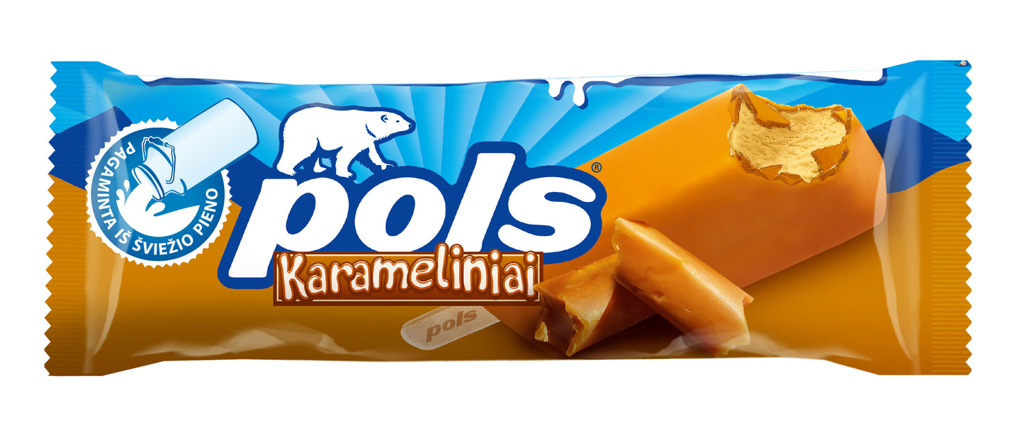 Ledai karameliniai grietininiai POLS, su karameliniu glaistu, 120 ml