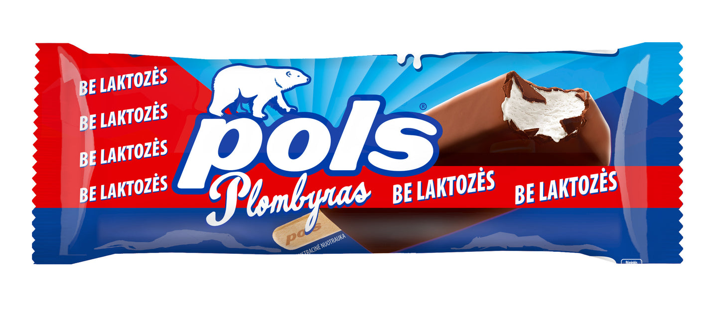 Valgomieji ledai POLS, glaistytas plombyras, be laktozės, 120ml/75g