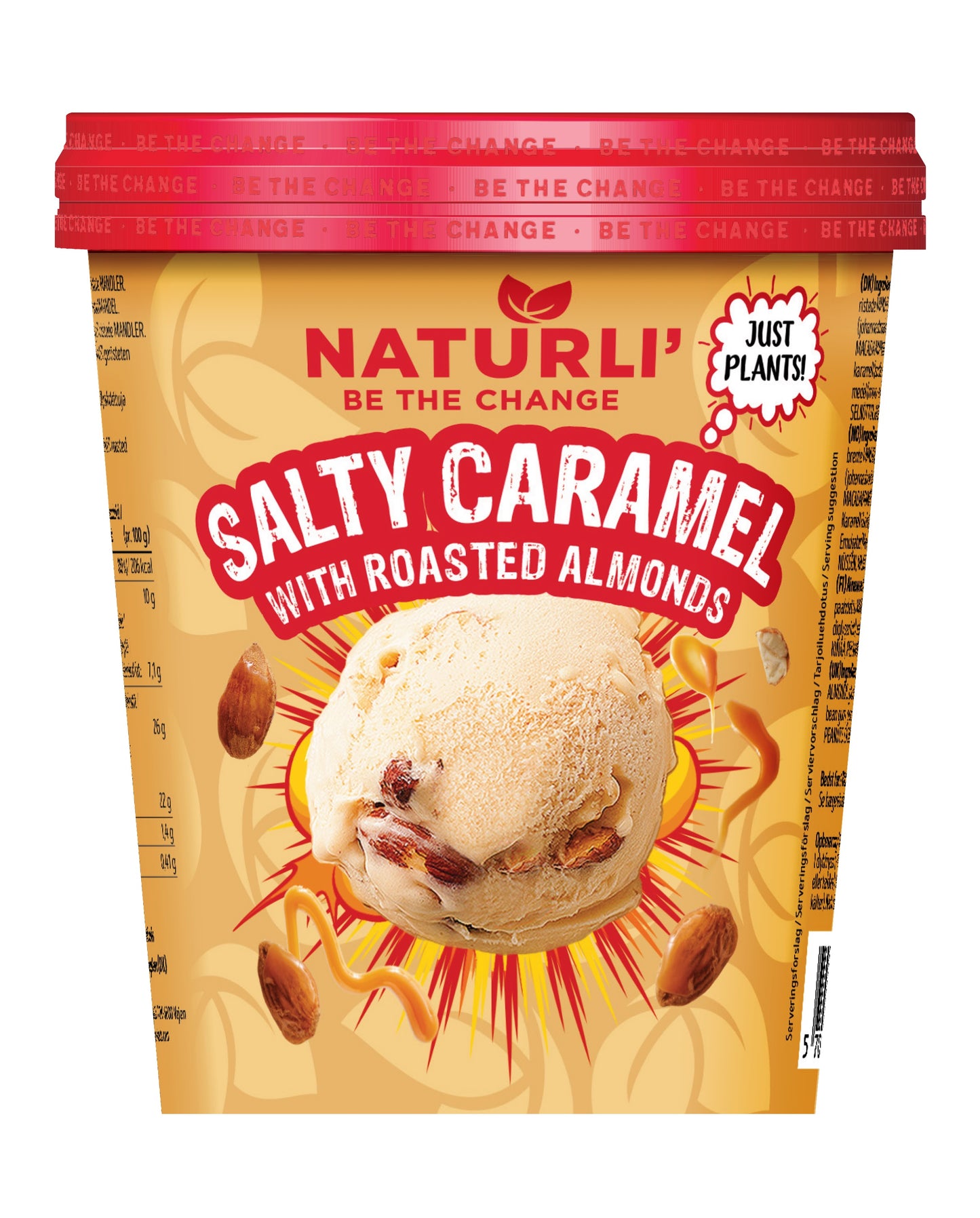 NATURLI augaliniai sūrios karamelės ledai su skrudintais migdolais, 480ml