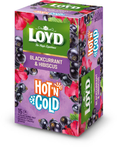 Vaisinis arbatos gėrimas LOYD HOT&COLD juodųjų serbentų ir hibisko skonio, 15x2 g