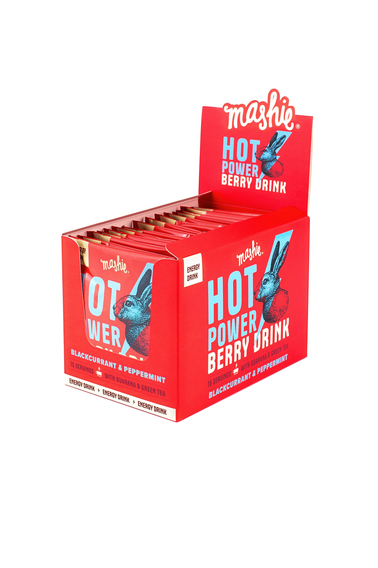 Energinė juodųjų serbentų su pipirmėte uogų tyrė MASHIE HOT POWER, 15 vnt.