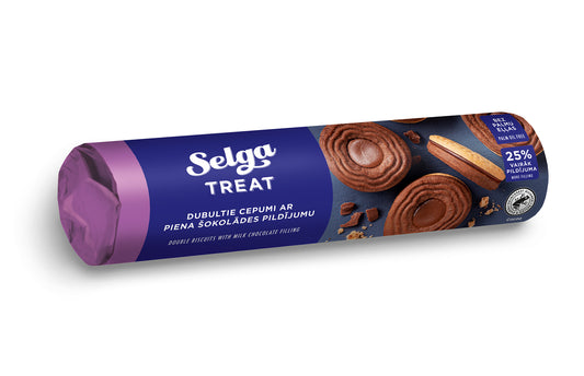 Sausainiai SELGA, dvigubi, su šokoladiniu užpildu, 205 g
