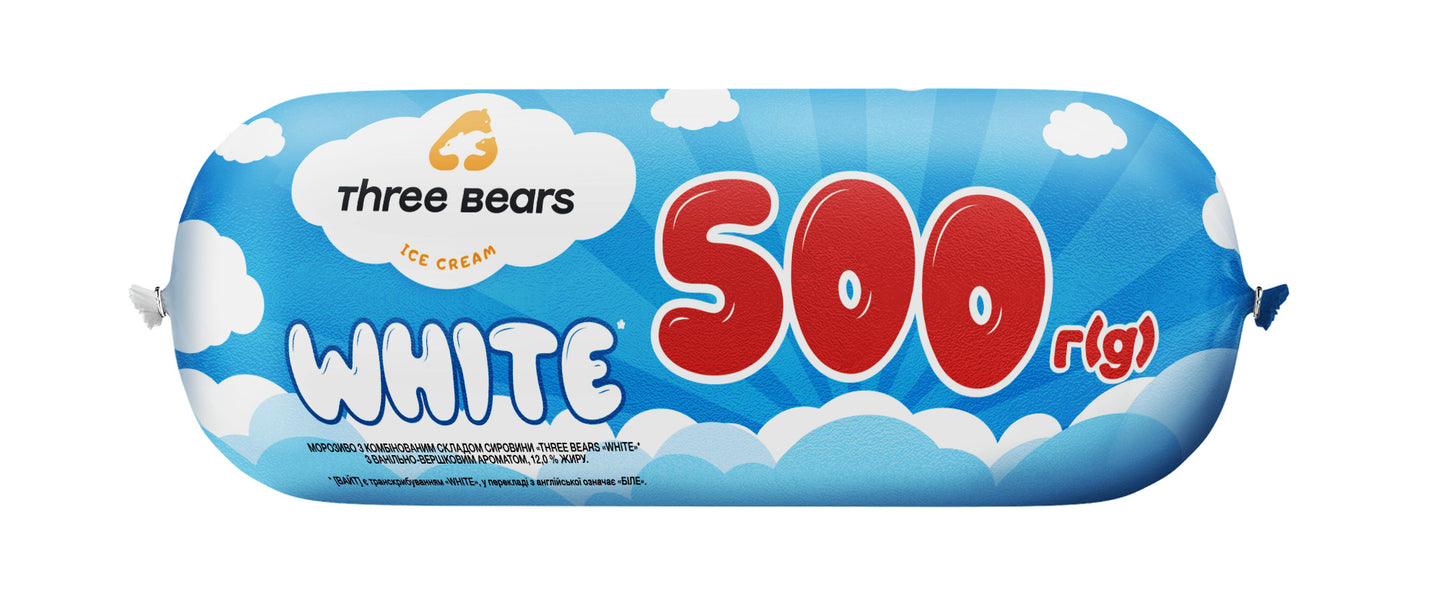 Ice cream THREE BEARS White, 500 g, 930 ml