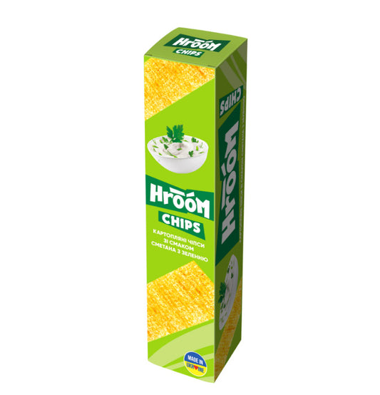 Bulvių traškučiai HROOM, jusotelėmis, grietinės ir žolelių skonio, 50 g