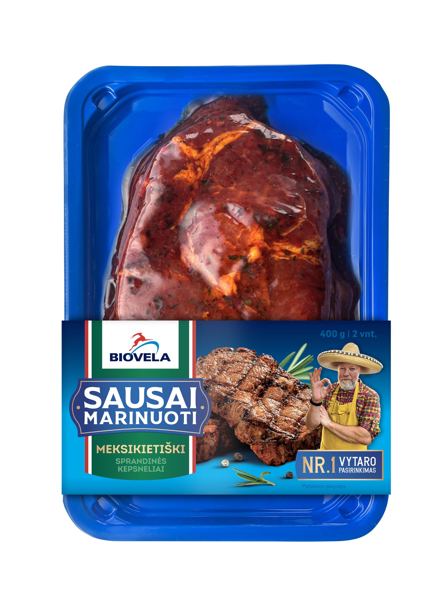 Sausai marinuoti MEKSIKIETIŠKI kiaulienos sprandinės kepsneliai 400 g