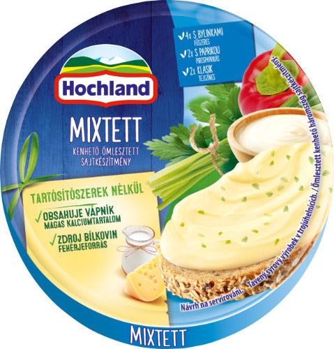 Lydytas tepamasis kreminis sūris HOCHLAND, 3 skonių, su žolelėmis, paprika ir klasikinis, 140 g