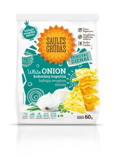 Corn crackers SAULĖS GRŪDAS, white onion flavor, 60g