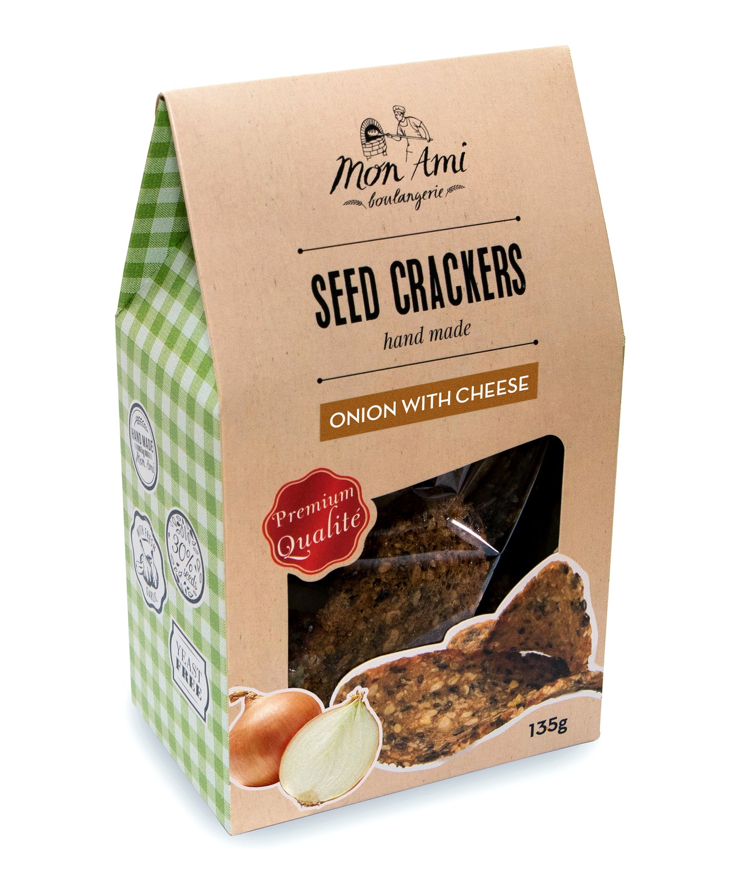 Sėklų traškiai MON AMI, su svogūnu ir grietinėle, dėžutėje, 135 g