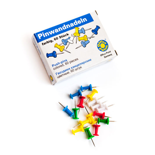 Colored pins for cork board OFFICE POINT, 60 pcs.