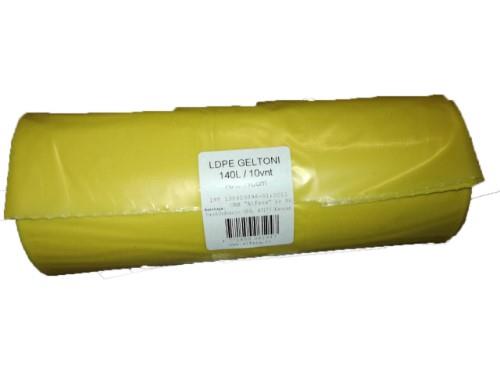Garbage bags, 140 l, 35 mk, 70 x 110 cm, yellow, 10 pcs.