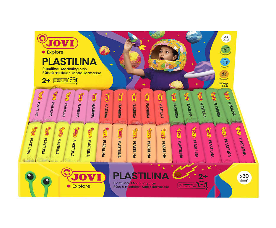 Plastilinas JOVI FLUOR, 30vnt: 6 spalvos po 5 vnt.