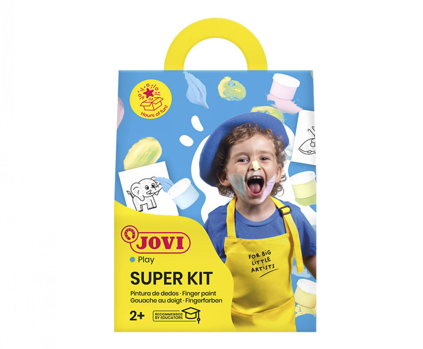 Pastelinių spalvų pirštų dažai Jovi 4 spalvos x35ml + 20 trafaretų