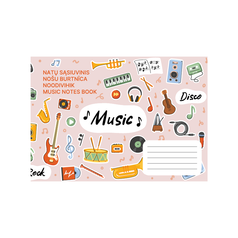 Music sheet notebook, A5, Inner pages weight – 70 g/m2.