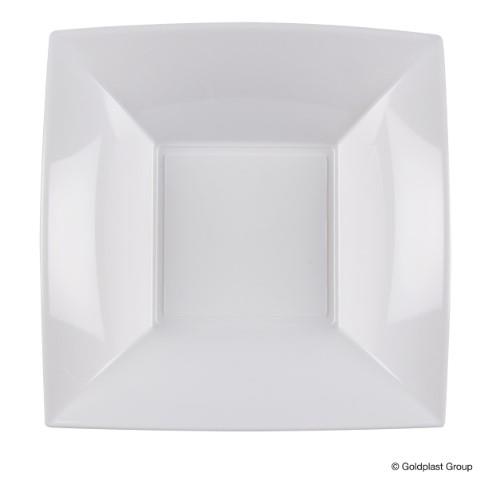 Vienkartinės gilios lėkštės NICE, PP, baltos, 18x18 cm, 15 vnt.