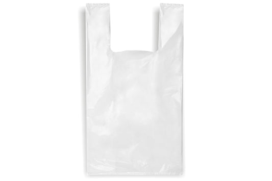Fasavimo maišeliai su rankenelėmis, 30 / 8 x 55, 15 mk, balti, 100 vnt., 0,75 kg