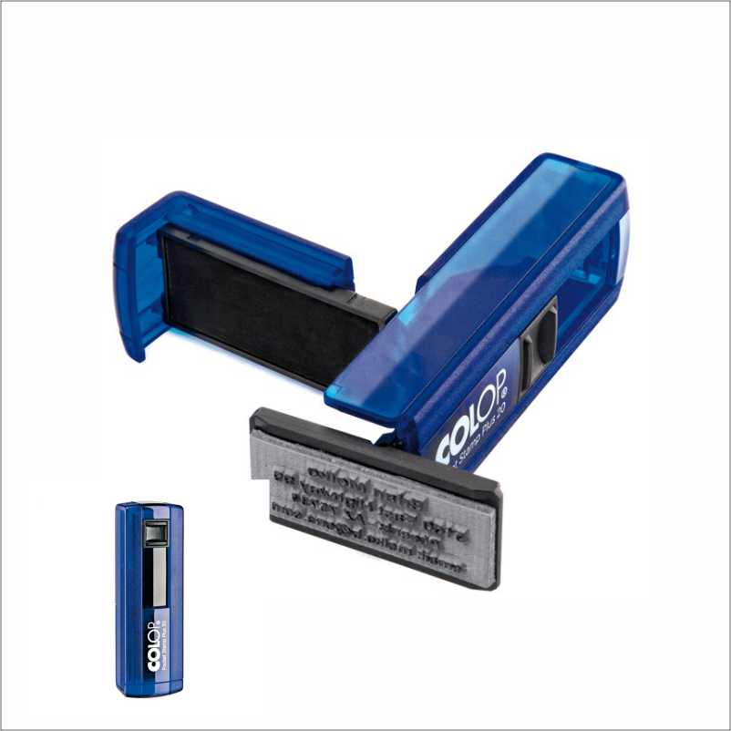 Kišeninis antspaudas COLOP Pocket stamp 30 NEW, mėlynas korpusas, bespalvė pagalvėlė