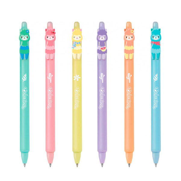 COLORINO automatic erasable pen with llamas, various colors, 0.5 mm.
