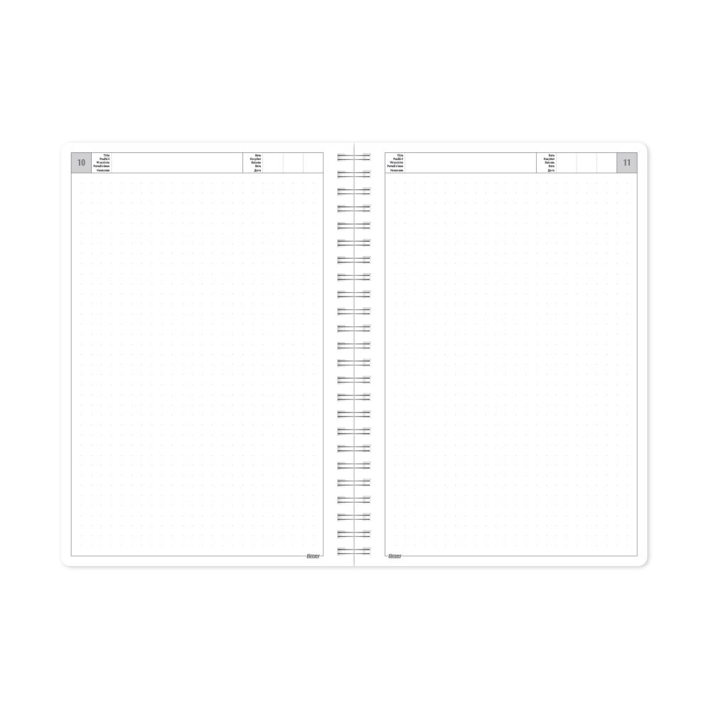 Calendar - notebook TIMER, with spiral, A5, without dates, 224 sheets, dotted, cardboard cover, dark blue