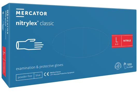 Disposable gloves NITRYLEX Classic, nitrile, powder-free, blue, L, 100 pcs.
